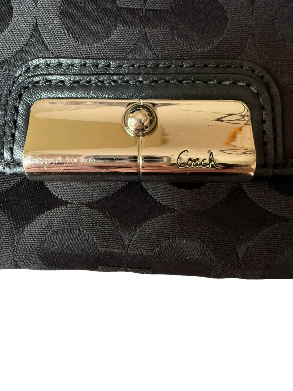Coach Black Kristin Signature Wristlet Clutch